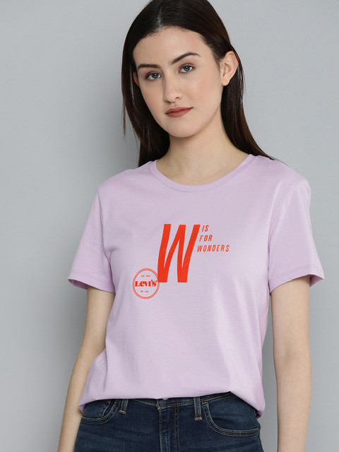 

Levis Women Purple Typography Printed Pure Cotton Regular Fit Pure Cotton T-shirt