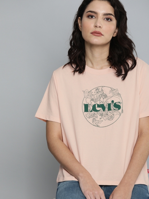 

Levis Women Pink Brand Logo Embroidered Sustainable T-shirt