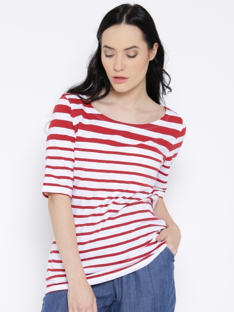 

United Colors of Benetton Women White Striped Regular Top