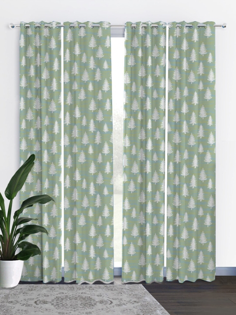 

HOUZZCODE Grey & Yellow Set of 4 Black Out Long Door Curtains