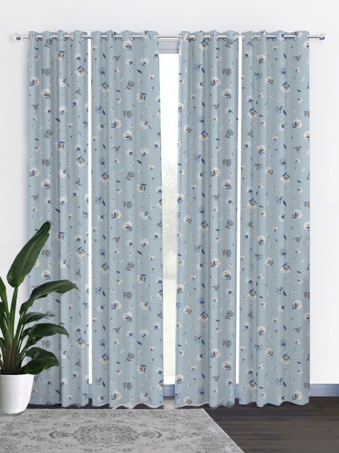

HOUZZCODE Blue & White Set of 4 Curtains