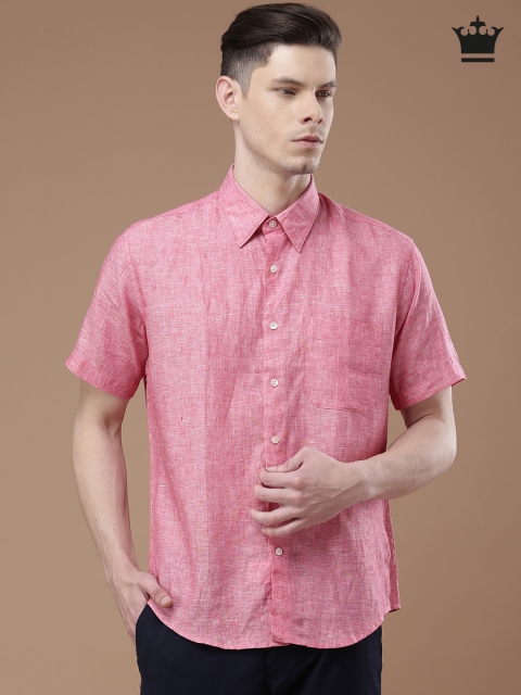 

Louis Philippe Pink Linen Casual Shirt