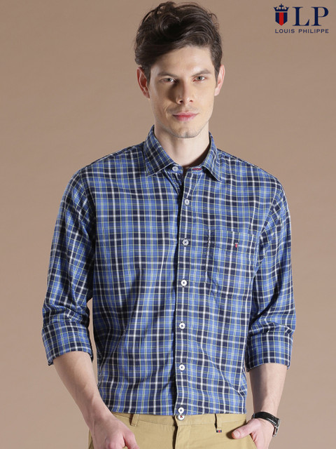 

Louis Philippe Sport Blue Checked Jermyn Tailored Fit Casual Shirt