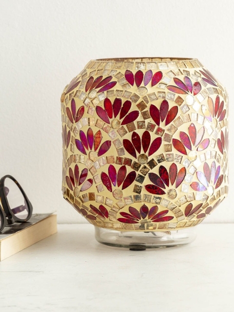 

Home Centre Gold-Toned & Red Textured Palampore Mosaic Table Lamp