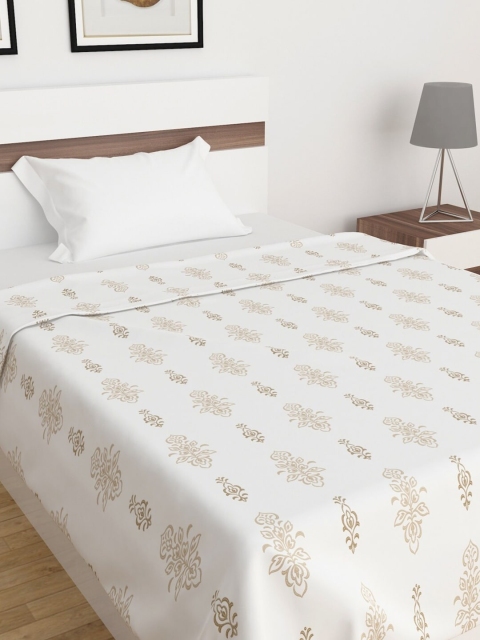

Home Centre White & Gold-Toned Ethnic Motifs AC Room 110 GSM Single Bed Dohar