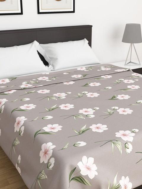 

Home Centre Grey & Pink Floral AC Room 110 GSM Double Bed Blanket