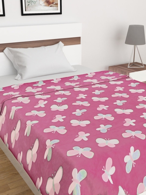 

Home Centre Pink & White Ethnic Motifs AC Room 110 GSM Single Bed Blanket