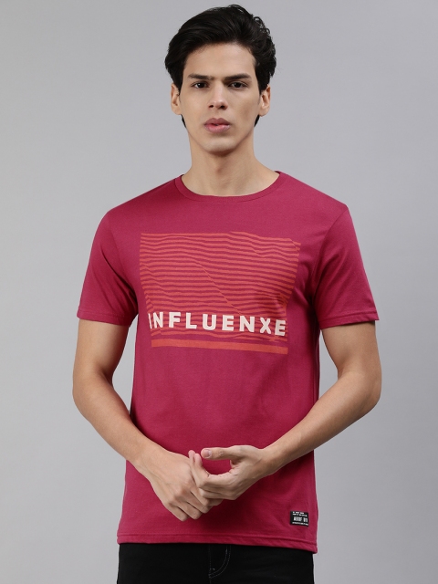 

abof Men Red White Typography Printed Layered Sleeves Pure Cotton T-shirt