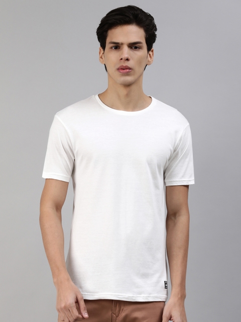 

abof Men White Solid Pure Cotton T-shirt