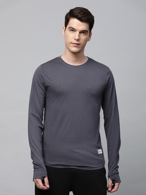 

abof Men Charcoal Grey Solid Round Neck T-shirt