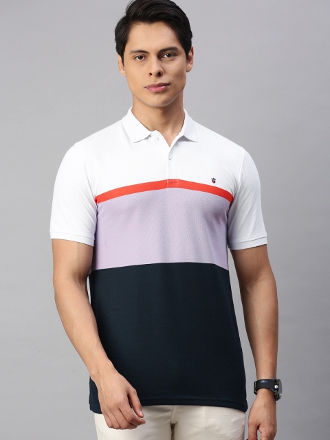 

Louis Philippe Sport Men Navy Blue & Lavender Colourblocked Polo Collar T-shirt