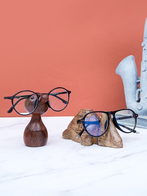 

Golden Peacock Set of 2 Brown Solid Wooden Spectacle Holders