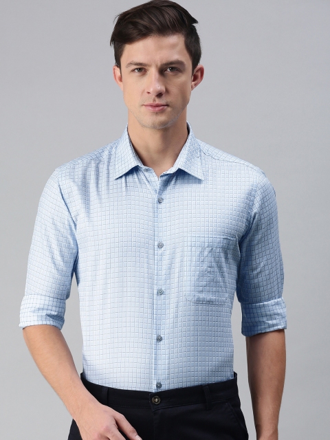 

Raymond Men Blue & White Checked Cotton Semiformal Shirt