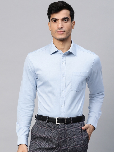 

Raymond Men Blue Solid Cutaway Collar Slim Fit Supima Cotton Formal Shirt