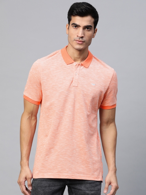 

Park Avenue Men Orange Cotton Polo Collar Slim Fit T-shirt