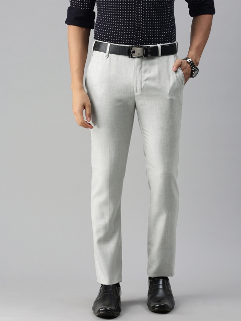 

Park Avenue Men Grey Self-designed Super Slim Fit Formal Trousers
