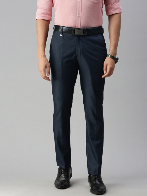 

Park Avenue Men Blue Textured Formal Trousers