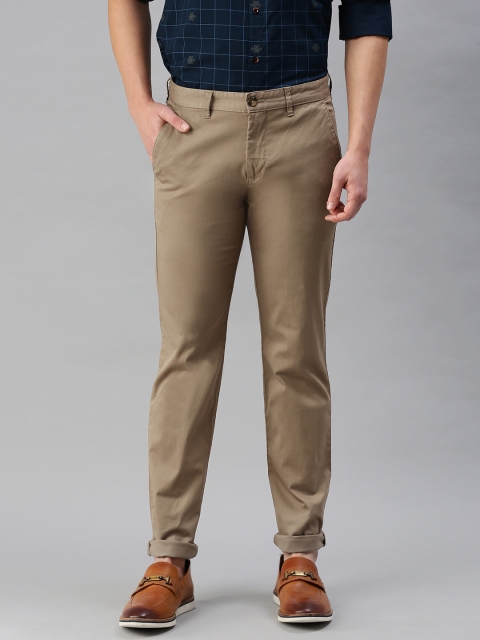 

Park Avenue Men Khaki Tapered Fit Low-Rise Chino Trousers