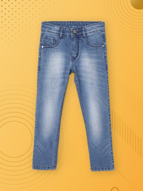 

max Boys Blue Slim Fit Low Distress Heavy Fade Jeans