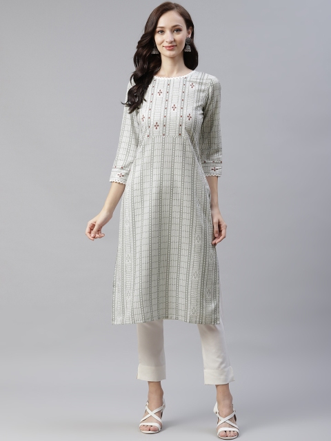 

ZIYAA Women Grey & White Printed \Kurta with Trousers