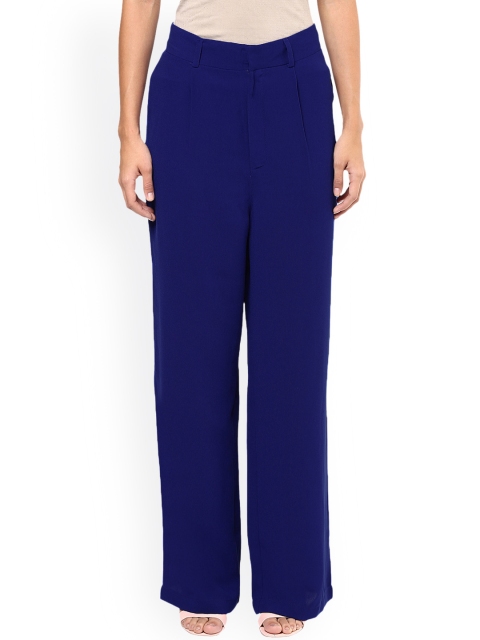 

Harpa Navy Blue Crepe Palazzo Trousers