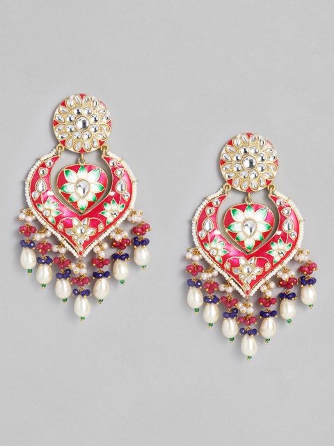 

Peora Red Gold-Plated Handcrafted Meenakari Classic Enamelled Drop Earrings