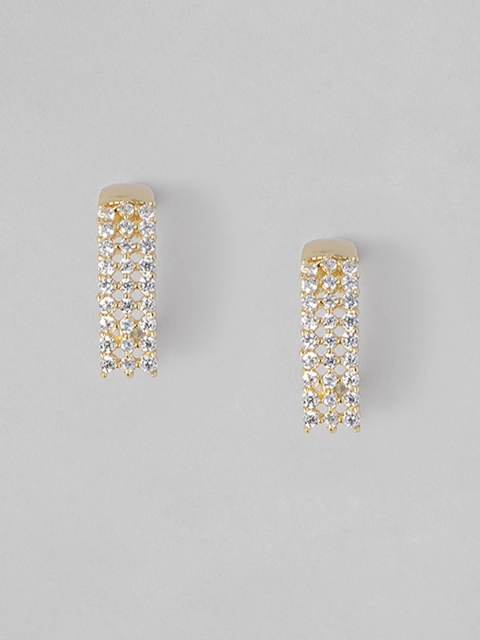 

Peora Gold-Plated & White Classic American Diamond Studded Drop Earrings