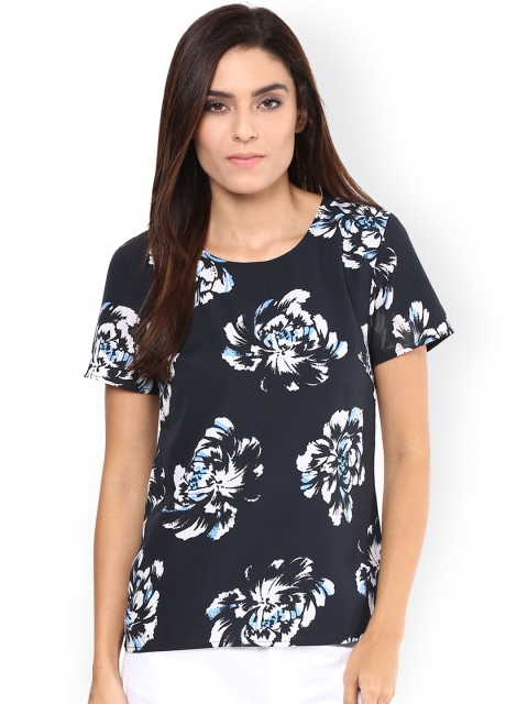

Harpa Women Navy Printed Top, Navy blue
