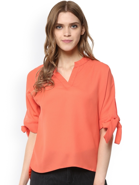 

Harpa Coral Orange Crepe Top