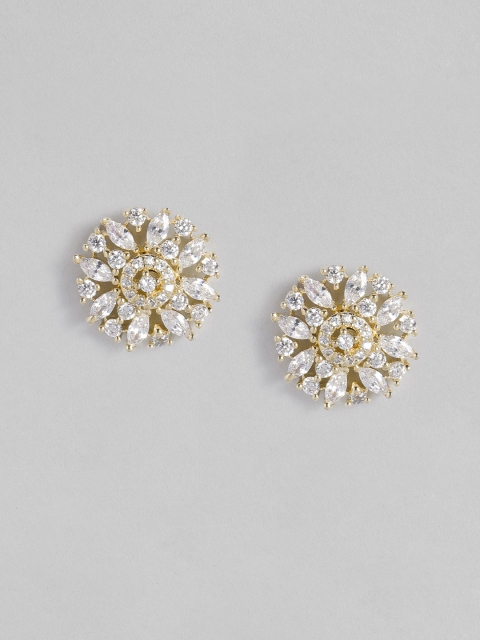 

Peora Gold-Plated & White Cubic Zirconia Floral Stud Earrings