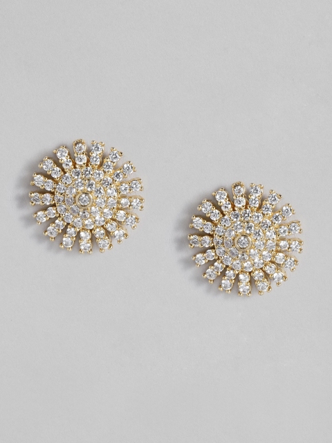 

Peora Gold-Plated & White American Diamond Studded Stud Earrings