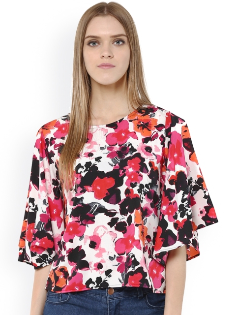 

Harpa White & Pink Floral Print Crepe Top