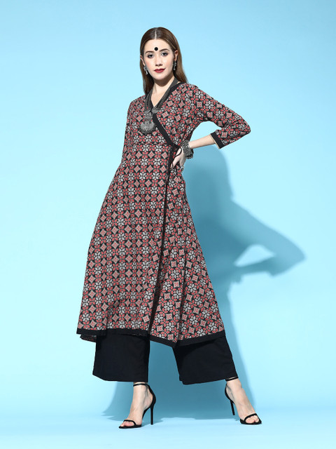 

Moda Rapido Ethnic Motifs Pure Cotton Kurta Set, Red