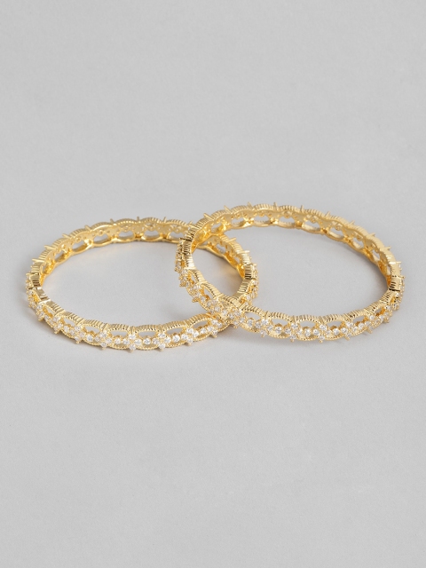 

Peora Set of 2 Gold Plated & White CZ Studded Bangles