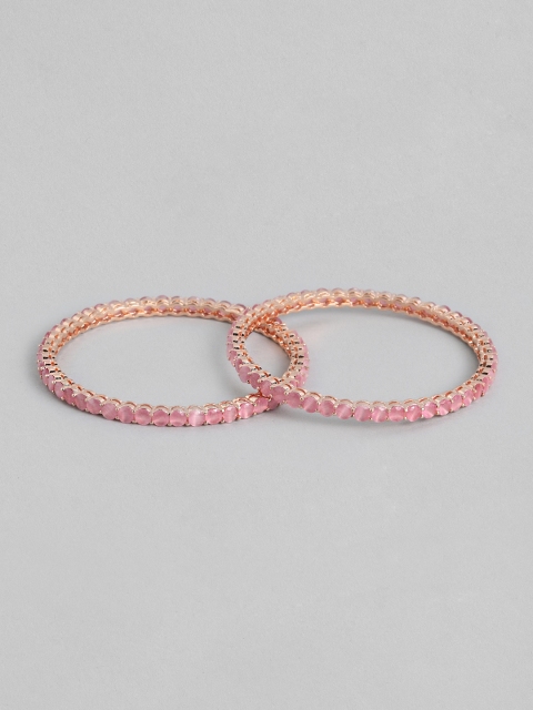 

Peora Set of 2 Pink Rose Gold Plated CZ Studded Bangles