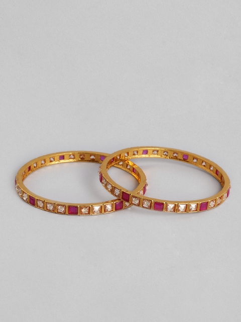 

Peora Set Of 2 Red Gold-Plated Stone Studded Traditional Bangles