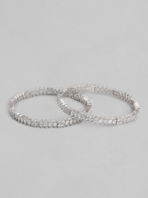 

Peora Set of 2 White Silver Plated CZ Studded Bangles