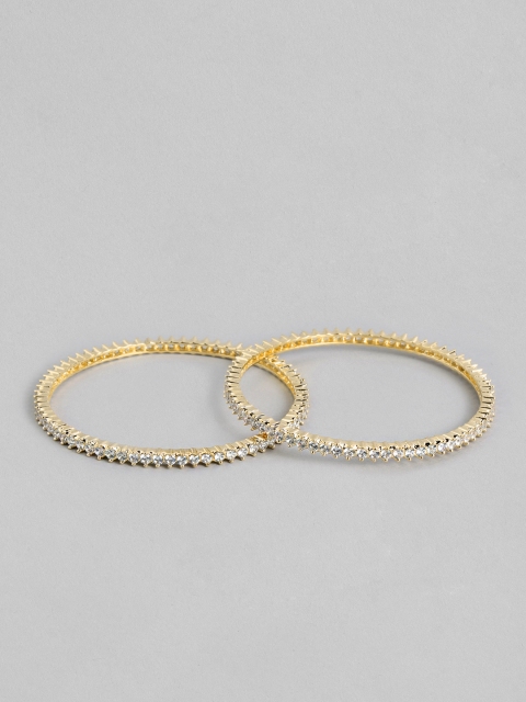 

Peora Set of 2 White Gold-Plated CZ Studded Designer Bangles