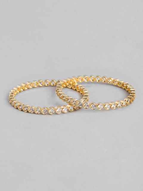 

Peora Set Of 2 White Gold-Plated Cubic Zirconia Studded Bangles