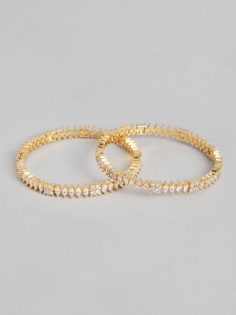 

Peora Set Of 2 White Gold-Plated Cubic Zirconia Studded Bangles