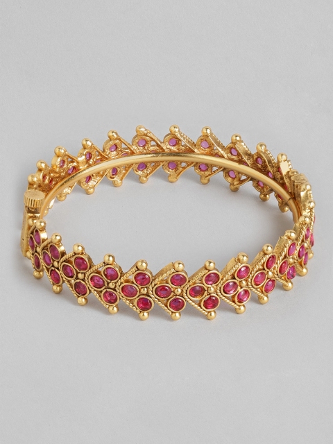

Peora Gold-Plated & Red Stone Studded Kada Bangle