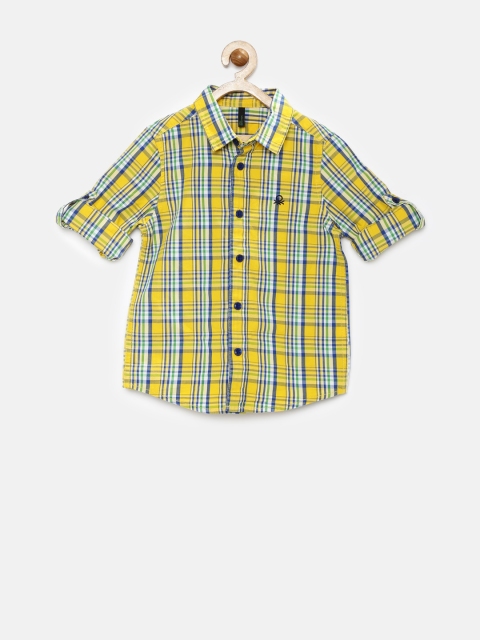 

United Colors of Benetton Boys Yellow Checked Shirt