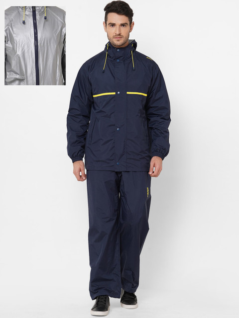 

Zeel Men Navy Blue & Grey Solid Reversible Rain Suit
