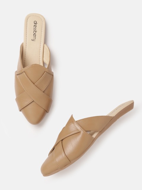 

DressBerry Women Beige Mules Solid Mules
