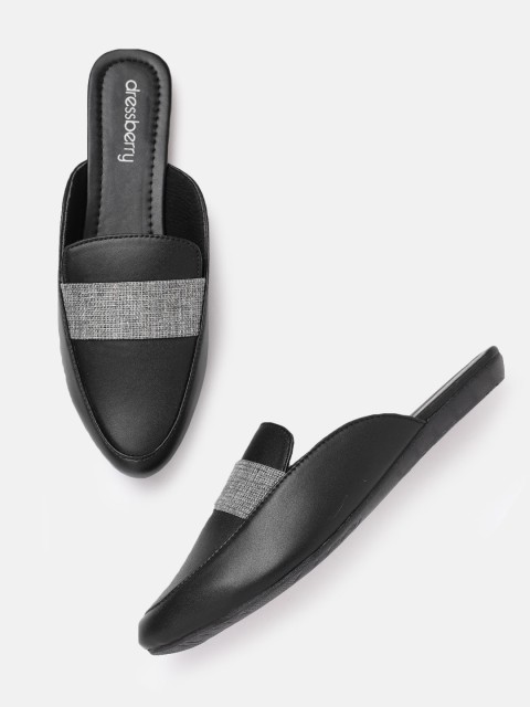 

DressBerry Women Black Solid Mules
