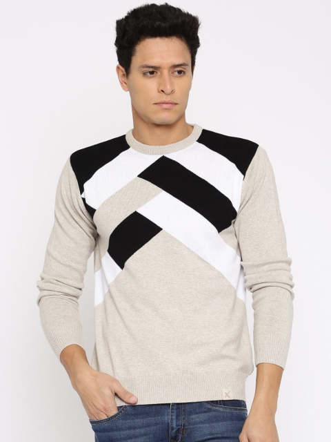 

HRX by Hrithik Roshan Men Beige Colourblocked Sweater