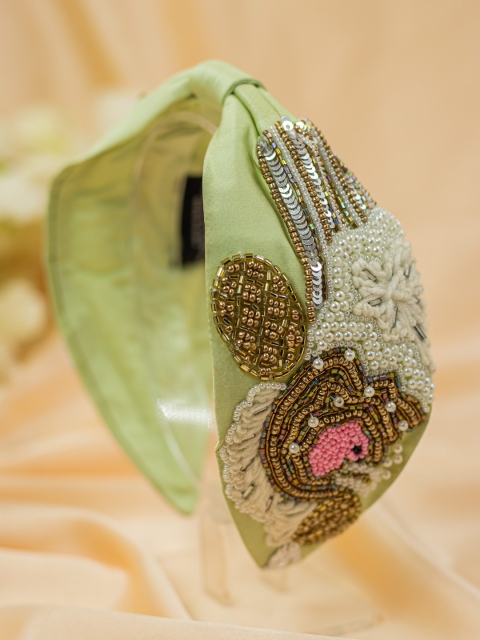 

Bellofox Women Green & Gold-Toned Embellished Hairband