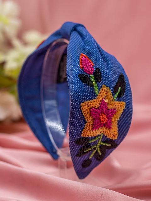 

Bellofox Women Blue & Orange Embellished Hairband