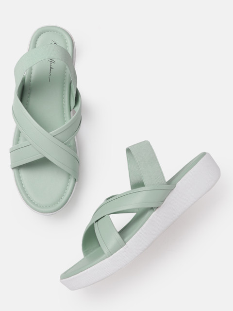 

Mast & Harbour Women Sea Green Solid Open Toe Flats