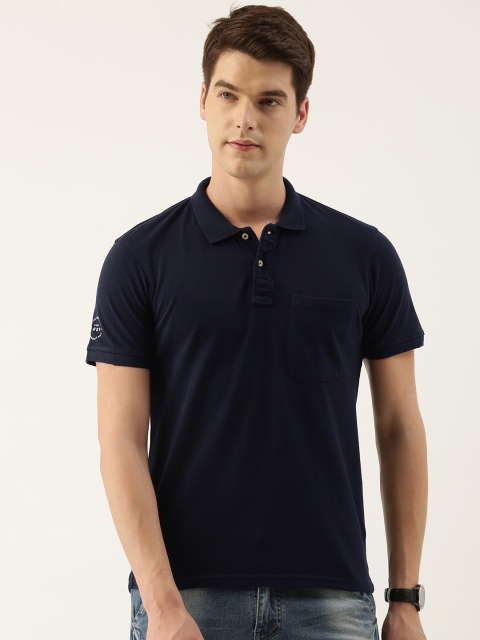 

Peter England Men Navy Blue Polo Collar Slim Fit T-shirt